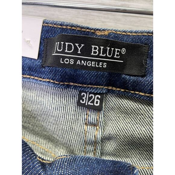 Judy Blue Jeans 26 Womens High Waist Boyfriend Distressed Blue Stretch Denim - Picture 11 of 15